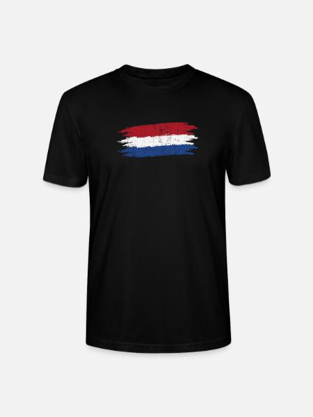 Dutch Flag Brush Strokes Tee - Stanley/Stella CRAFTER Unisex Organic T-Shirt - black