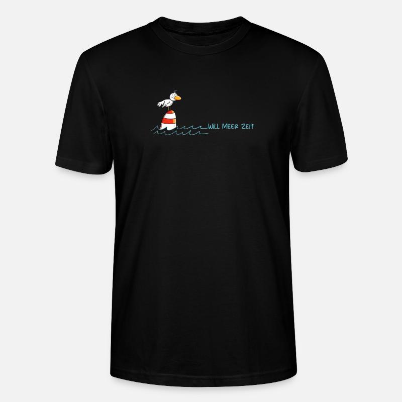 Drollige Möwe Will Meer Zeit - Stanley/Stella Unisex Bio-T-Shirt CRAFTER - Schwarz