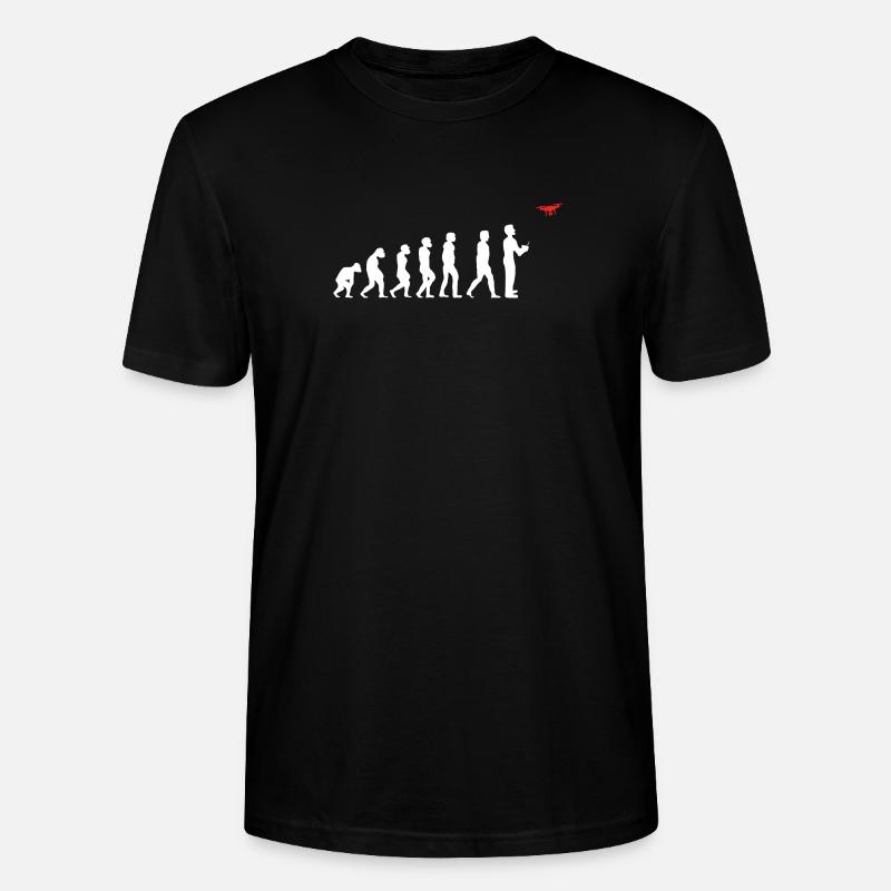 Evolution of Man Drone Pilot - Stanley/Stella CRAFTER Unisex Organic T-Shirt - black