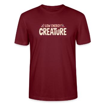 Low Energy | Relaxed animal humor - Stanley/Stella CRAFTER Unisex Organic T-Shirt - burgundy - Front - Alina (178cm) & Michal (187cm)