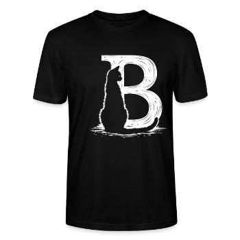 Buchstabe B mit Katze - Stanley/Stella Unisex Bio-T-Shirt CRAFTER - Schwarz - Vorne - Alina (178cm) & Michal (187cm)