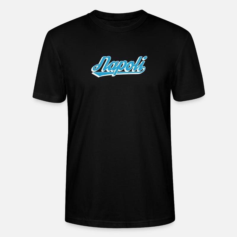 Napoli Retro Script Blue - Stanley/Stella CRAFTER Unisex Organic T-Shirt - black