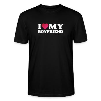 Ich liebe meinen Freund - Stanley/Stella Unisex Bio-T-Shirt CRAFTER - Schwarz - Vorne - Alina (178cm) & Michal (187cm)