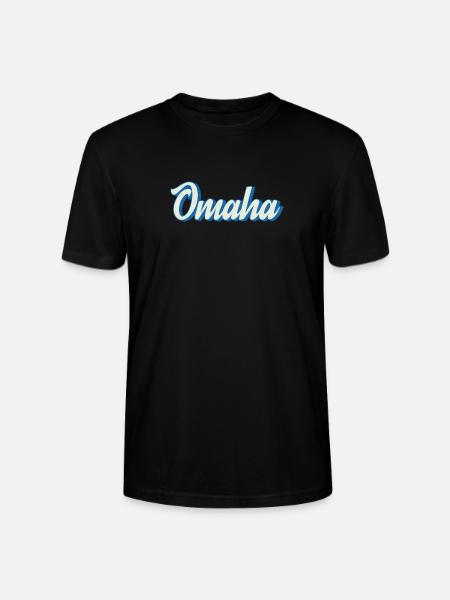 Omaha lettering in retro blue - Stanley/Stella CRAFTER Unisex Organic T-Shirt - black