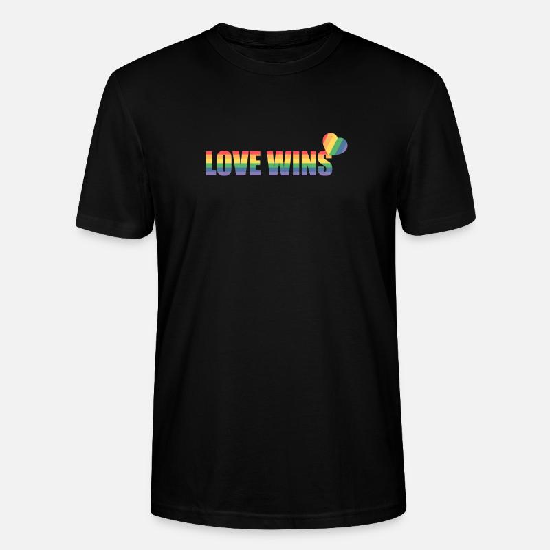 Bunter Regenbogen Herz mit Liebesbotschaft - Stanley/Stella Unisex Bio-T-Shirt CRAFTER - Schwarz