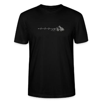 Heartbeat Mountain Ridge - Stanley/Stella Unisex Bio-T-Shirt CRAFTER - Schwarz - Vorne - Alina (178cm) & Michal (187cm)