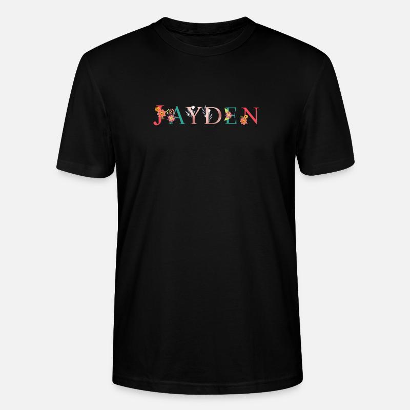 JAYDEN Namenskunst mit gestickten Blumen - Stanley/Stella Unisex Bio-T-Shirt CRAFTER - Schwarz