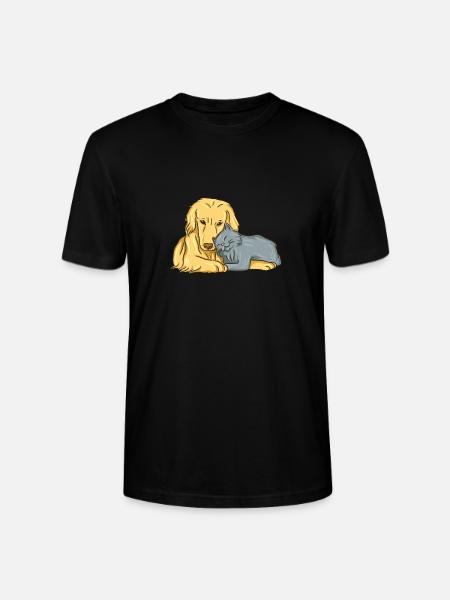 chat et chien - T-shirt bio CRAFTER Stanley Stella Unisexe - noir