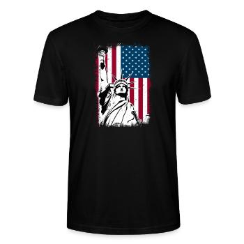Statue de la Liberté Amérique - T-shirt bio CRAFTER Stanley Stella Unisexe - noir - Devant - Alina (178cm) & Michal (187cm)
