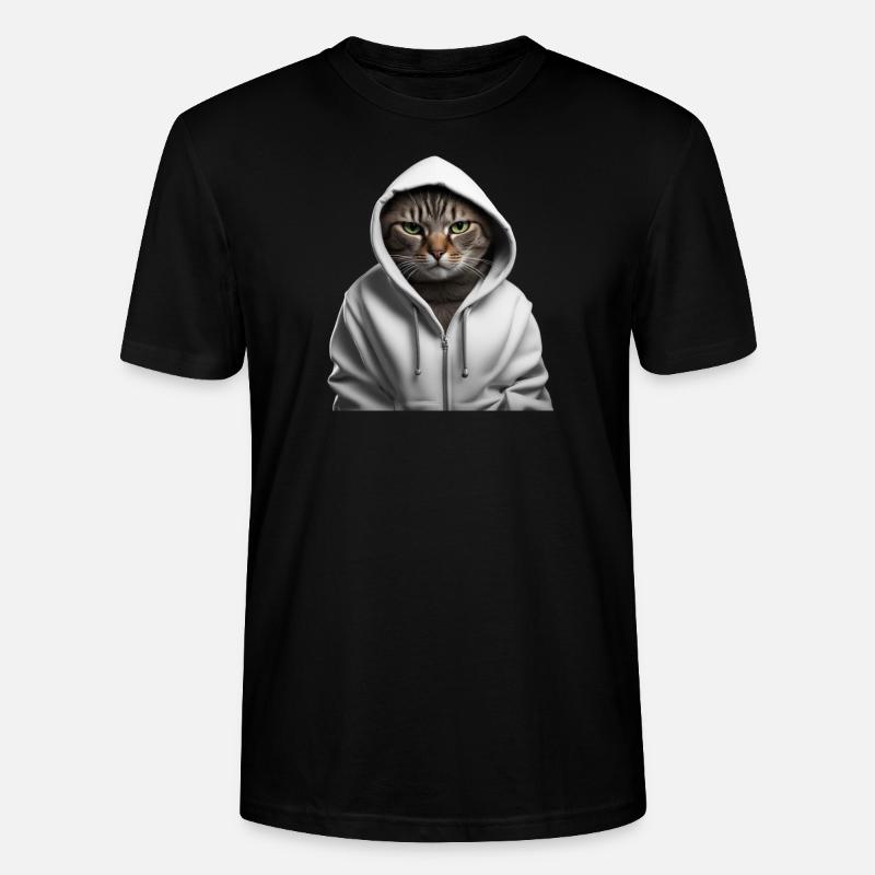 Wütende Katze im Kapuzenpullover - Stanley/Stella Unisex Bio-T-Shirt CRAFTER - Schwarz