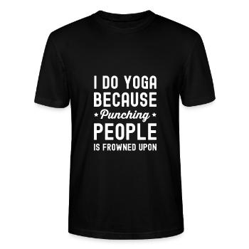 Yoga Lustiger Spruch Geschenk - Stanley/Stella Unisex Bio-T-Shirt CRAFTER - Schwarz - Vorne - Alina (178cm) & Michal (187cm)