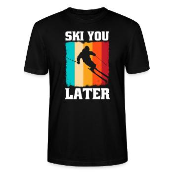 witzige Ski Sprüche Skisport Skifahren - Stanley/Stella Unisex Bio-T-Shirt CRAFTER - Schwarz - Vorne - Alina (178cm) & Michal (187cm)