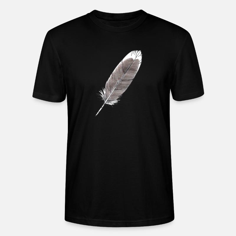 Feder Grau Handgezeichnet (Graugans) - Stanley/Stella Unisex Bio-T-Shirt CRAFTER - Schwarz
