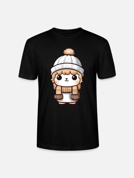 Alpaca Winter Llama Comic - Stanley/Stella CRAFTER Unisex Organic T-Shirt - black