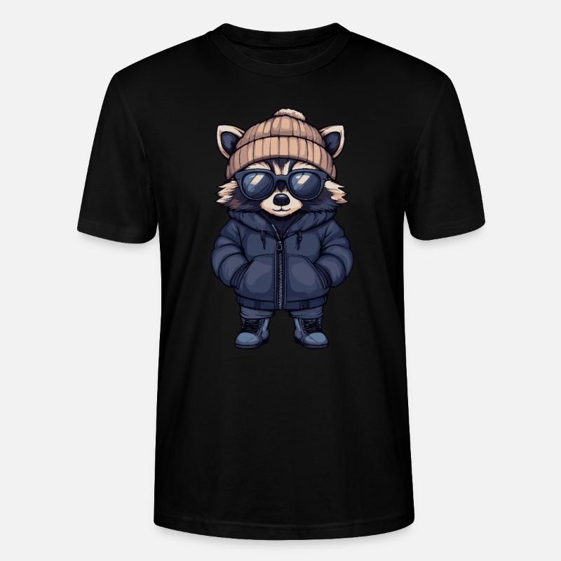 Waschbär Cool Comic - Stanley/Stella Unisex Bio-T-Shirt CRAFTER - Schwarz