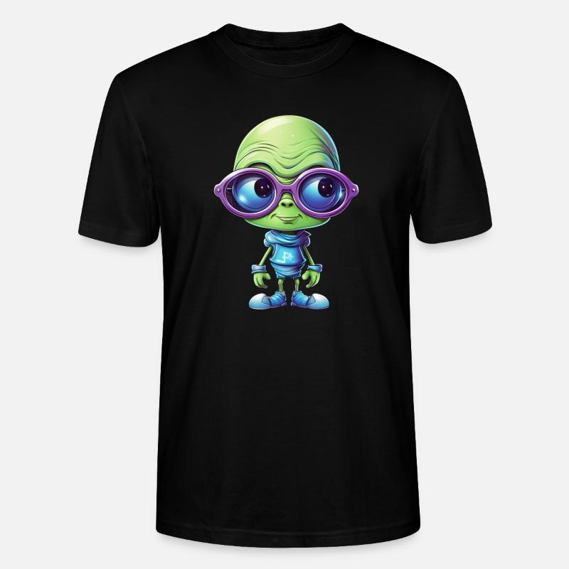 Nerdiges Alien mit Brille - Stanley/Stella Unisex Bio-T-Shirt CRAFTER - Schwarz