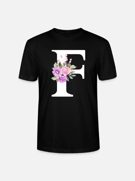 Lila Blumenbuchstabe F - Stanley/Stella Unisex Bio-T-Shirt CRAFTER - Schwarz