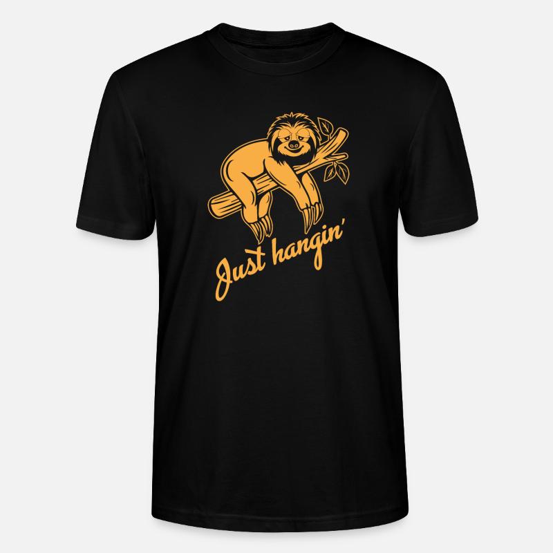Faultier - Lustiger Spruch - Just hanging - Stanley/Stella Unisex Bio-T-Shirt CRAFTER - Schwarz