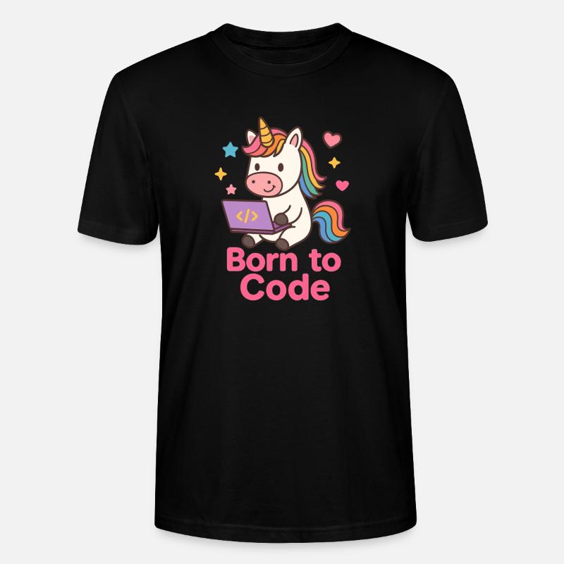 programmierendes Einhorn - Stanley/Stella Unisex Bio-T-Shirt CRAFTER - Schwarz