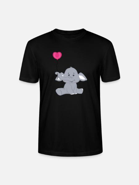 Bébé éléphant avec montgolfière coeur - T-shirt bio CRAFTER Stanley Stella Unisexe - noir