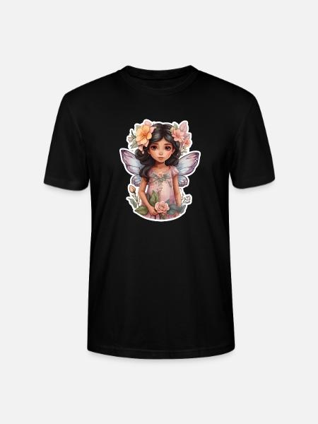 Little fairy with flowers - Stanley/Stella CRAFTER Unisex Organic T-Shirt - black