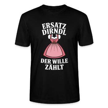Bayern Volksfest Ersatz Dirndl Spruch - Stanley/Stella Unisex Bio-T-Shirt CRAFTER - Schwarz - Vorne - Alina (178cm) & Michal (187cm)