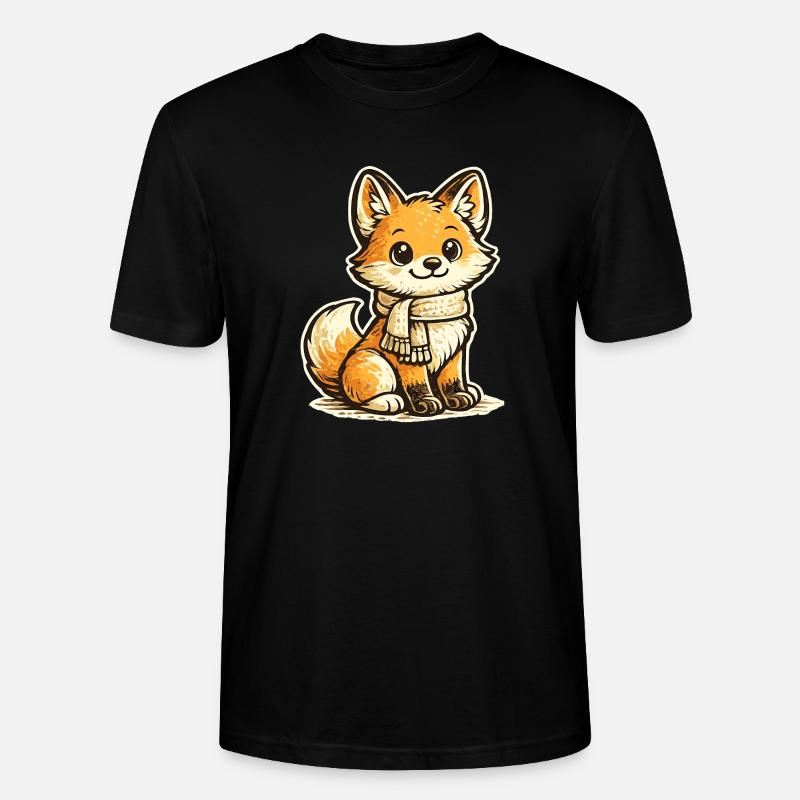Kuschelfuchs mit Schal Cartoon - Stanley/Stella Unisex Bio-T-Shirt CRAFTER - Schwarz