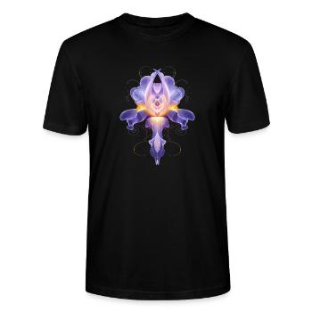 Abstract Iris Blossom Luminous Floral Design - Stanley/Stella CRAFTER Unisex Organic T-Shirt - black - Front - Alina (178cm) & Michal (187cm)
