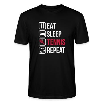 Eat Sleep Tennis Répéter - T-shirt bio CRAFTER Stanley Stella Unisexe - noir - Devant - Alina (178cm) & Michal (187cm)