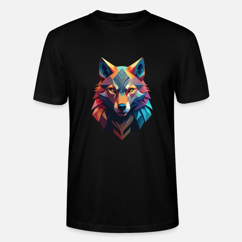 Low-Poly-Avatar eines Wolfes - Stanley/Stella Unisex Bio-T-Shirt CRAFTER - Schwarz