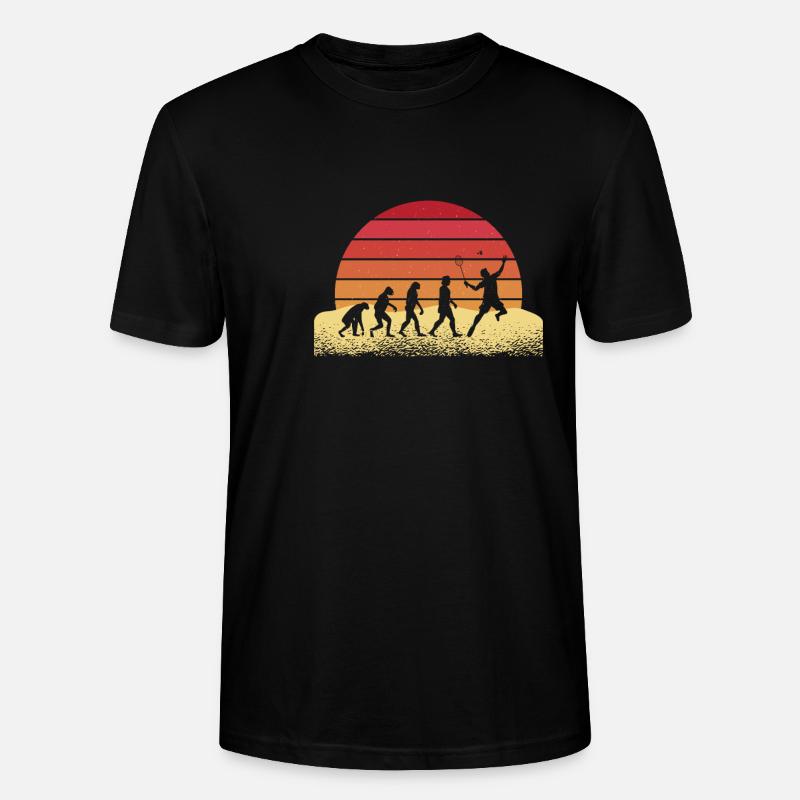 Evolution Badminton Retro Sonnenuntergang Design - Stanley/Stella Unisex Bio-T-Shirt CRAFTER - Schwarz