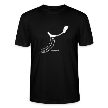 06 22 BANANE HEIZER weiss - Stanley/Stella Unisex Bio-T-Shirt CRAFTER - Schwarz - Vorne - Alina (178cm) & Michal (187cm)