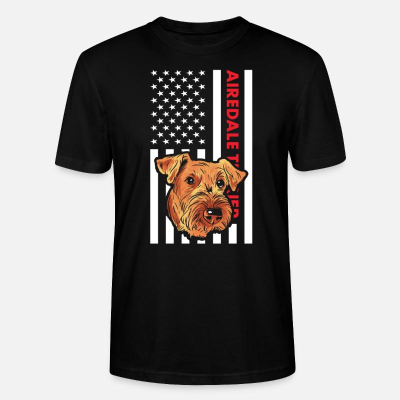 Airedale Terrier Us drapeau - T-shirt bio CRAFTER Stanley Stella Unisexe - noir