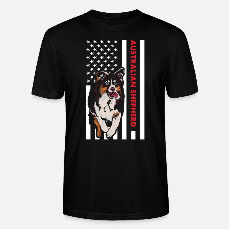 Dog Aussie Us Flag - Stanley/Stella Unisex Bio-T-Shirt CRAFTER - Schwarz