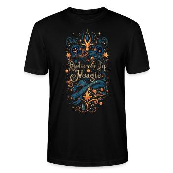 Whimsical Optimist - Stanley/Stella CRAFTER Unisex Organic T-Shirt - black - Front - Alina (178cm) & Michal (187cm)