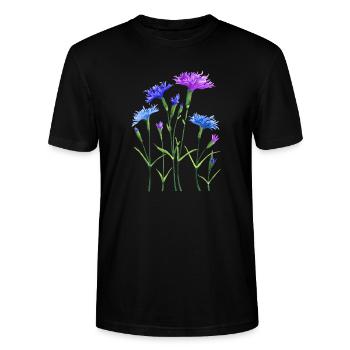 Blumen - Stanley/Stella Unisex Bio-T-Shirt CRAFTER - Schwarz - Vorne - Alina (178cm) & Michal (187cm)