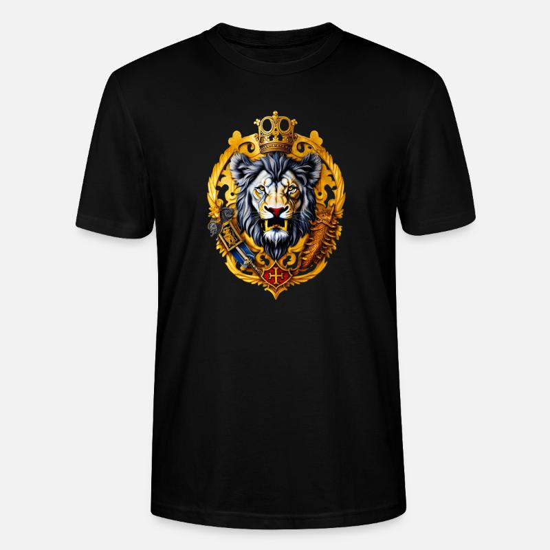Löwe mit Wappen - Stanley/Stella Unisex Bio-T-Shirt CRAFTER - Schwarz