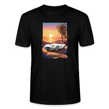 Oldtimer Sonnenuntergang - Stanley/Stella Unisex Bio-T-Shirt CRAFTER - Schwarz - Vorne - Alina (178cm) & Michal (187cm)