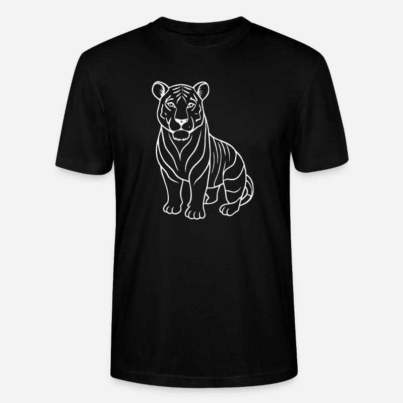 Simple Tiger - Dessin au trait - T-shirt bio CRAFTER Stanley Stella Unisexe - noir