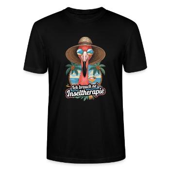 Inseltherapie ,Insel Liebe ,Malle Party , Flamigo - Stanley/Stella Unisex Bio-T-Shirt CRAFTER - Schwarz - Vorne - Alina (178cm) & Michal (187cm)