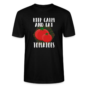 tomate - T-shirt bio CRAFTER Stanley Stella Unisexe - noir - Devant - Alina (178cm) & Michal (187cm)