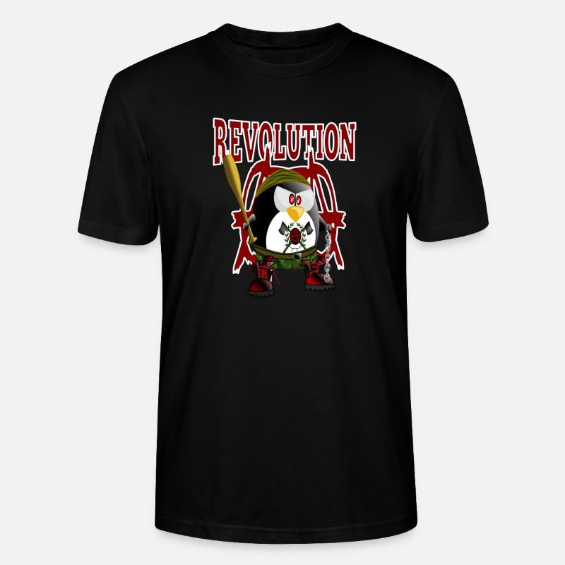 Pinguin, Revolution - Stanley/Stella Unisex Bio-T-Shirt CRAFTER - Schwarz