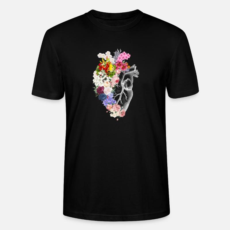Florales anatomisches Herz - Stanley/Stella Unisex Bio-T-Shirt CRAFTER - Schwarz
