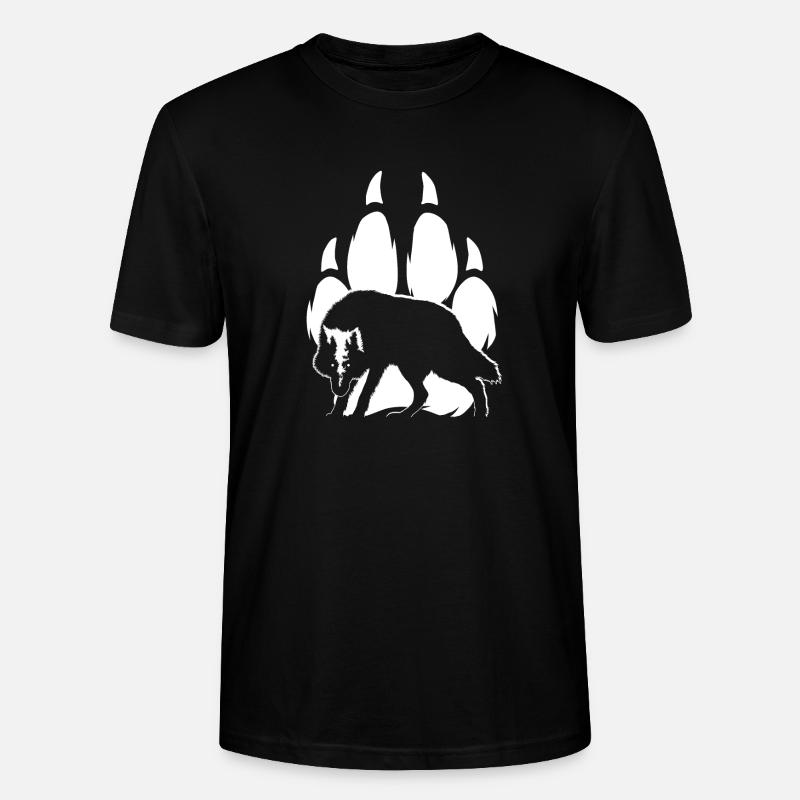 Silhouette und Wolfspfote - Stanley/Stella Unisex Bio-T-Shirt CRAFTER - Schwarz
