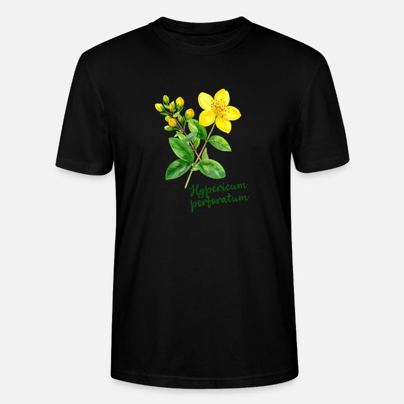Hypericum perforatum - illustration botanique - T-shirt bio CRAFTER Stanley Stella Unisexe - noir