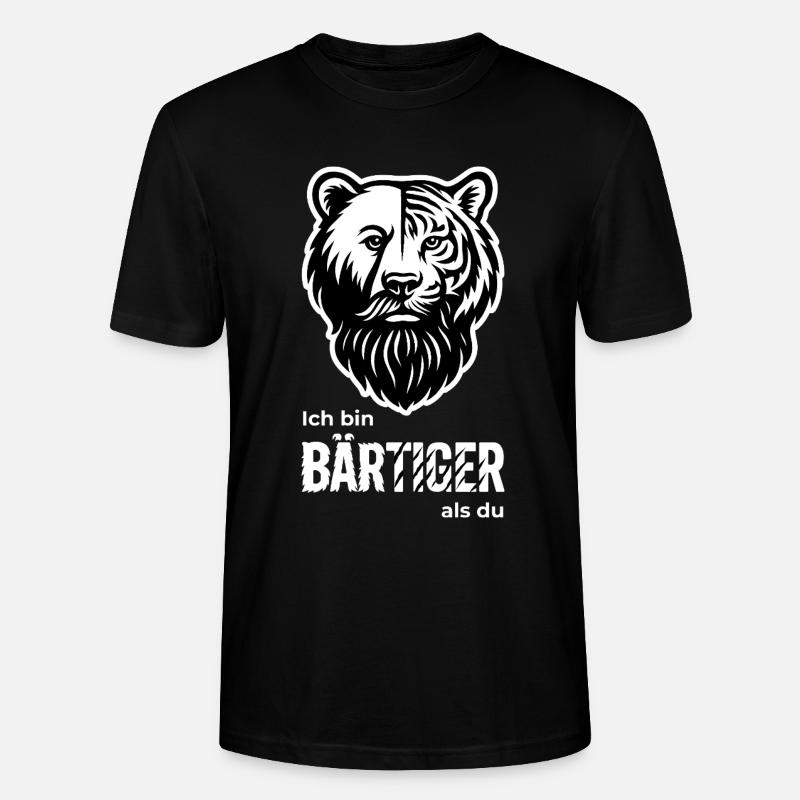 BEARDED Bear & Tiger Beard Pun - Stanley/Stella CRAFTER Unisex Organic T-Shirt - black