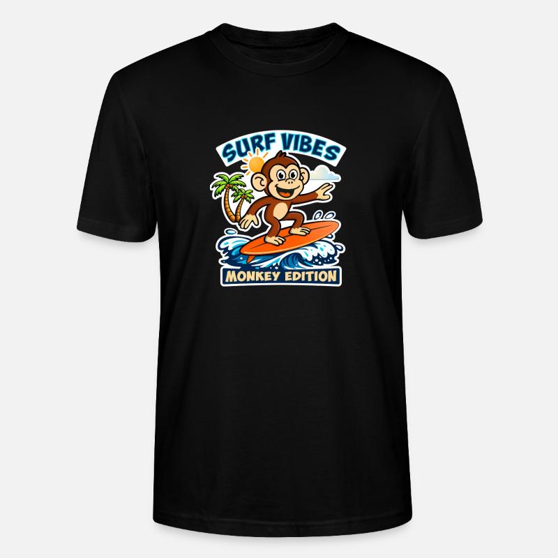 Surf-Vibes – Affen-Edition. - Stanley/Stella Unisex Bio-T-Shirt CRAFTER - Schwarz