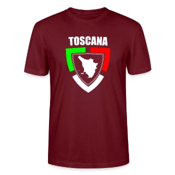 Toskana-Souvenir im trikolorierten Italien T-Shirt - Stanley/Stella Unisex Bio-T-Shirt CRAFTER - Burgunderrot - Vorne - Alina (178cm) & Michal (187cm)
