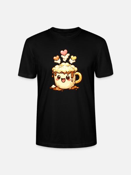 Coffee Smile Latte Mug Heart - Stanley/Stella CRAFTER Unisex Organic T-Shirt - black
