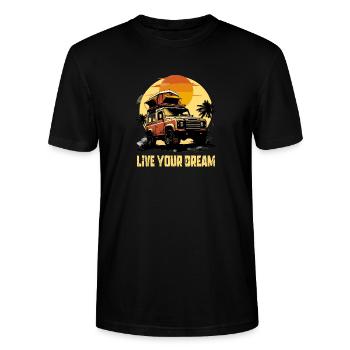 Defender 4x4 Live your Dream Off-Road Off Road - Stanley/Stella Unisex Bio-T-Shirt CRAFTER - Schwarz - Vorne - Alina (178cm) & Michal (187cm)